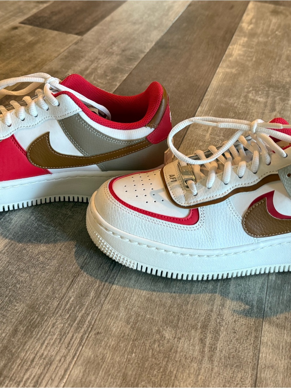 Nike Air Force 1 Shadow Phantom Fire Red Khaki